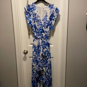 Eliza J floral ruffle high/low maxi dress, size 10